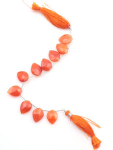 Pierres précieuses en vrac de cornaline à facettes orange perles en forme de goutte polies pour la fabrication de bijoux pour bracelets et collier - Product Image 3