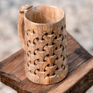 Stainless Steel & <b>Bamboo</b> Coffee Mug - Insulated Wooden <b>Cup</b> with Handle & Lid - Non-Spill on the Go - Keep Your Tea Hot Longer - Product Image 3