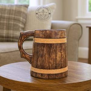 Mug à bière en bois personnalisable TIMELESS CRAFT, design classique fait à la main, emballage en boîte, cadeaux d'affaires pour le café et la bière - Product Image 2