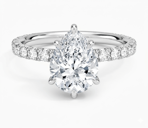 แหวนหมั้นเพชรทรงลูกแพร์ Sweetbriar พร้อมวงแหวนแบบ Halo Pave สำหรับคอลเลกชันโรแมนติกสำหรับผู้หญิง เพชรที่เพาะเลี้ยงในห้องปฏิบัติการ - Product Image 1