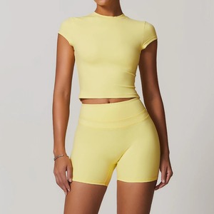 Conjunto de Yoga Personalizado para Mujer, 2 Piezas, Color Sólido, Ropa Deportiva para Gimnasio, Ropa de Entrenamiento, Sin Costuras - Product Image 5