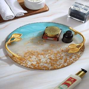 Plateau de service en résine fait main, 100 pièces, couleur personnalisée, finition vibrante, ajout élégant pour la salle à manger, la cuisine, le salon, les fêtes - Product Image 1