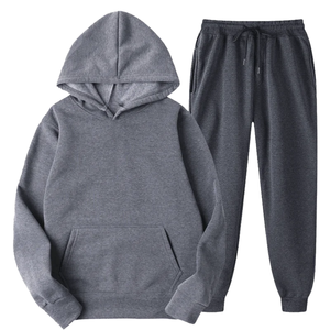 ชุดวอร์มพรีเมียมสีเทาสำหรับผู้ชาย เสื้อฮู้ดผ้าฟลีซสำหรับฤดูหนาว กางเกงจ็อกเกอร์ ชุดลำลอง ชุดกีฬา ชุดออกกำลังกาย ขายส่ง - Product Image 1