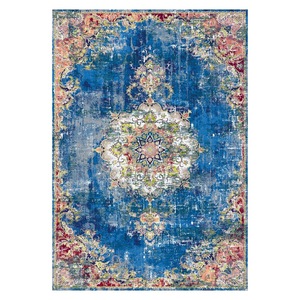 <b>RUGS</b> DEPOT LXDP-0418 Wholesale <b>Blue</b> <b>Navy</b> Contemporary Geometric Digital Printed Machine Washable Chenille Area <b>Rug</b> Non Slip - Product Image 1