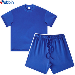 Conjunto de Camiseta y Pantalones Cortos Unisex de Algodón de Alta Calidad, Hombros Caídos, Estilo Holgado, con Logotipo Personalizado, 2 Piezas, Conjunto Deportivo para Hombres de Talla Grande - Product Image 6