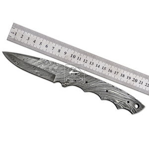 Navaja de Bolsillo Artesanal de Acero de Damasco de 192 Capas para Bushcraft y Caza, Patrones de Gota de Lluvia y Escalera, 25mm 95mm 58-62 HRC, para Exteriores - Product Image 6