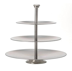 Support à gâteau en acier inoxydable à 2 niveaux Support à fruits pour dessert de mariage avec feuille en laiton et poignée en forme de fleur Support à gâteau design - Product Image 4