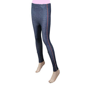 Collants en jean à lacets latéraux pour femmes - Bleu - Product Image 3