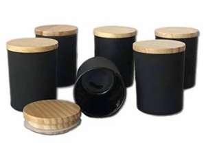 Handcrafted Black Powder Coated Metal Soy Wax <b>Candle</b> <b>Jar</b> Mango Wooden Lid Customizable Eco-Friendly Birthday Easter Accessory - Product Image 2