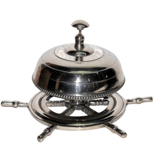 Cloche d'appel à pousser et à presser en laiton massif antique pour la réception d'hôtel et le restaurant - Product Image 1