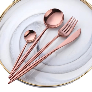 Ensemble de couverts en acier inoxydable plaqué or Look royal à long manche mince pour restaurant hôtel fête utilisation-ensembles de couverts lavables au lave-vaisselle - Product Image 2