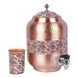 Handmade Pure Copper Hammered <b>Water</b> Dispenser For Ayurveda Health Benefits for Restaurant Hotel Home Wedding - Product Image 2