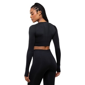 ออกแบบชุดออกกำลังกายของคุณเอง เสื้อยืดแขนยาวคอกลม ทรงเข้ารูป ยืดหยุ่นได้ ขายส่ง เสื้อยืดแขนยาวสำหรับออกกำลังกายสำหรับผู้หญิง - Product Image 6