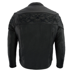 Chaqueta de cuero de moda de motocicleta clásica negra para hombres hecha de cuero de vaca - Product Image 2