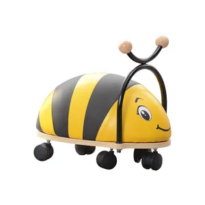 Good Quality Low MOQ Wooden Kids Slider Toddler Ride In Animal Ladybug Children Ride On Toys