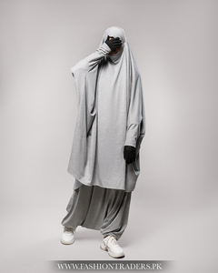 Vêtements de prière pour femmes, style moderne et modeste, grande taille, deux pièces, manches droites, tissu jersey en coton, décontracté, khimar, meilleure qualité - Product Image 2
