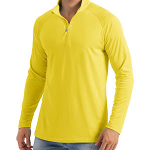 Sweat de gymnastique léger 100% Polyester quart de fermeture éclair sweat uni avec sérigraphie solide motif sweats à capuche hommes - Product Image 3