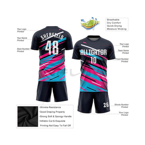 เสื้อฟุตบอลโพลีเอสเตอร์100% ตามสั่งสำหรับผู้ใหญ่ทุกเพศอุปกรณ์ทีมกีฬาฤดูร้อน - Product Image 5