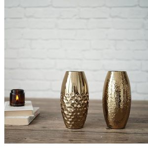 Vase en fer martelé demi-doré moderne pour décoration intérieure et extérieure pour salon et balcon - Product Image 5