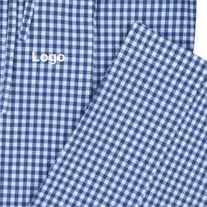Blue Check Cross Pocket Woven <b>Pajama</b> 100% Cotton Soft Lounge <b>Pants</b> Regular Fit Sleepwear with Drawstring Waist Side Pockets - Product Image 2