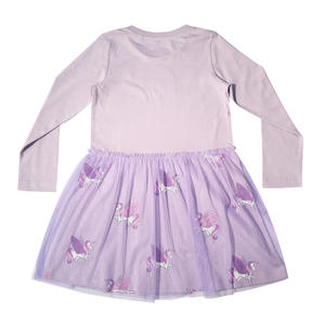 Vestido de moda para niñas, ropa de fabricante, 100% algodón, estampado rosa y Lila - Product Image 2