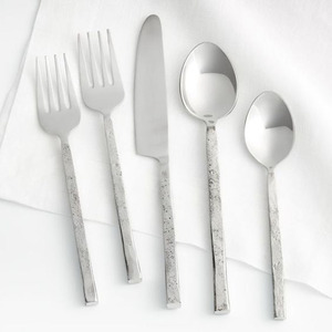 Ensemble de cuillères à salade en argent pour restaurant de mariage Cuillère à salade en plaqué argent Design rugueux Long manche rectangulaire - Product Image 1