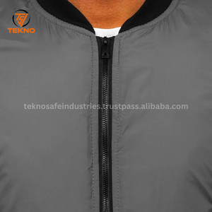 Chaqueta de bombardero informal con parches de logotipo personalizado de calle principal para hombre, chaquetas de bombardero de piloto ligeras a prueba de viento con cuello acanalado informal, servicio OEM - Product Image 5
