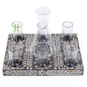 Soporte para vasos de cristal de fregona de diseño tradicional, Material de bambú con Incrustaciones de nácar para regalos y decoraciones de Ramadán Eid - Product Image 3