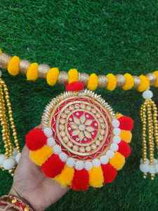 Gota Pom Pom toran/bandarwar มีพู่ไข่มุกอินเดีย toran entryway ที่แขวนประตูห้อง Pooja & Diwali ตกแต่งบ้าน - Product Image 5