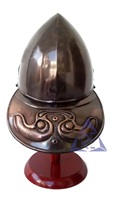 El yapımı Yeni Roma Centurion Miğferi UV Baskılı Viking Zırhı Ücretsiz Ahşap Standlı Rol Yapma Şövalyesi Haçlı Metal El Sanatları Kahverengi