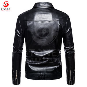 Hot Selling Customized Winter Leather <b>Jackets</b> for <b>Men</b> Breathable Waterproof Windproof with Hooded Zipper Closure <b>Light</b> Fabric - Product Image 2