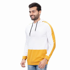 OEM-Sudadera con capucha para hombre, prenda deportiva masculina con diseño de Panel de trabajo, de Color amarillo y blanco, a la moda - Product Image 3