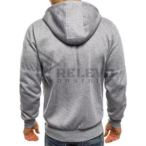 Sudadera con Capucha Lisa con Cremallera para Hombre, Color Gris, de Alta Calidad, Sudadera con Capucha Moderna con Contraste de Color para Hombre a Bajo Precio - Product Image 2