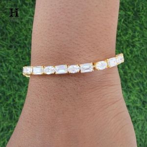 Elegant Mixed Shape Tennis <b>Bracelet</b>, Alternating Emerald and Oval Cut Cubic Zirconia <b>Bracelet</b>, Premium Wedding Jewelry - Product Image 3
