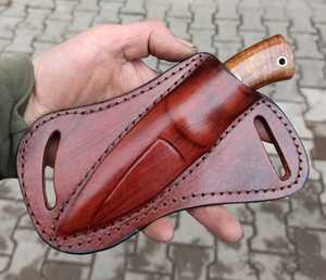 Cuchillo Skinner de acero J2 de 8 pulgadas de alta calidad, hoja de punta de caída de espiga completa, mango de madera de rosa de cuero personalizable OEM para caza - Product Image 3