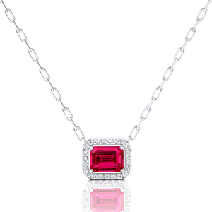 Diseño único Esmeralda Corte Natural Rosa Zafiro Piedra preciosa Halo Estilo Charm's Colgante Collar en oro de 18K tachonado con diamantes - Product Image 3