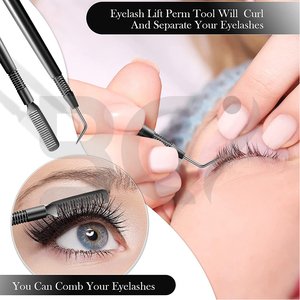Outil de rehaussement de cils noir 2 pièces en acier inoxydable avec peigne de séparation pour extensions de cils - Product Image 5