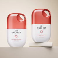 Bouteille vide de 40 ml de bonne qualité pour lotion solaire à suspendre, emballage cosmétique couleur personnalisée, avec trou pour cordon et logo sur mesure