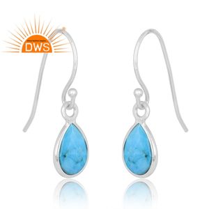Boucles d'oreilles pendantes en argent sterling fin Turquoise, fabricant de bijoux personnalisés, dernière tendance - Product Image 2