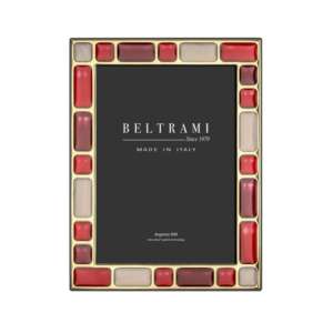 Beltrami Handmade Silver Plated Wood Structure Embossed Elegant Rectangle Photo <b>Frame</b> Made in Italy - Product Image 1