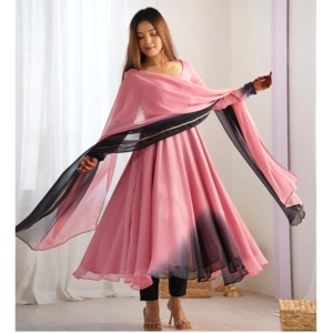 chinese dress ladies Elegant Green Floral Frock Dress for Girls – Party Wear – Inayah Fashion main image 1