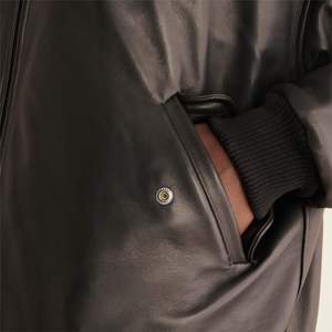 Men's High Quality Genuine Leather <b>Jacket</b> Premium Bomber Style for Comfort Casual Wear in Solid <b>Pattern</b> for Outdoor Adventures - Product Image 6