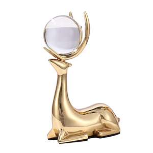 Figura de Reno sólida hecha a mano, modelo de ciervo decorativo con tapa de espejo, escultura de Reno galvanizada en oro, Exportación - Product Image 6