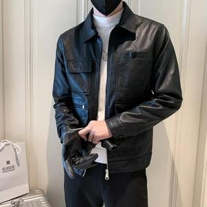 Veste de moto en similicuir à la mode pour hommes nouveau 2025 Style printemps automne vêtements Version coréenne - Product Image 3