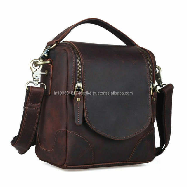 Classic Vintage Genuine Leather DSLR Sling Shoulder Bag Retro Bohemian Casual Durable Portable Eco-Friendly Lightweight Zipper
