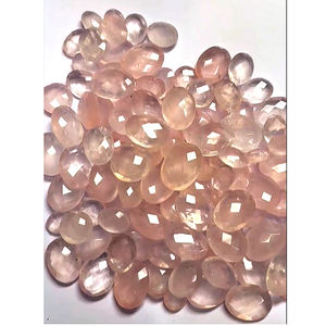Alta calidad, 138 Uds., piedras preciosas sueltas de cuarzo rosa Natural, 14x10mm x 18 a 22mm, Briolette ovalado, 1270cts, lote de joyería, ventas de hierro rosa - Product Image 4