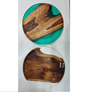 Bandeja para servir de madera y resina de calidad elegante, mango de un lado, utensilios de cocina para desayuno, vajilla, bandeja decorativa para comedor y sala de estar - Product Image 2