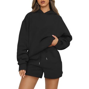 Femmes salon ensembles 2 pièces tenues surdimensionnées sweats à capuche survêtement décontracté sweat Shorts automne mode vêtements 2025 - Product Image 1