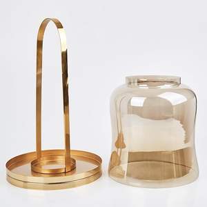 โคมไฟแก้วคลาสสิกรองรับด้วยฐานโลหะที่ทนทานและจัดการกับโคมไฟแก้วแบบคลาสสิกและที่จับ - Product Image 2