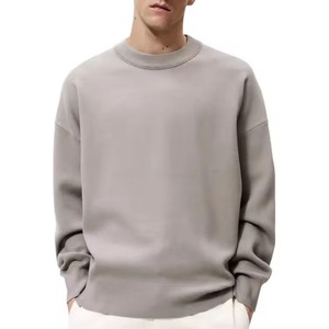 Pull-over surdimensionné 100% coton personnalisé pour hommes, sweat-shirt à col rond brodé en éponge française, épaules tombantes, style décontracté - Product Image 1
